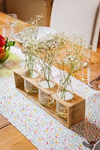 Blumenbank "Jakob" mit drei Vasen / Flaschen