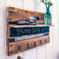 Schlüsselbrett "Wellant" aus Holz mit Ablage, 5 Haken und Tafelfarbe