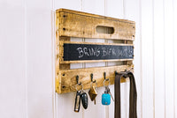 Schlüsselbrett "Wellant" aus Holz mit 5 Haken und Tafelfarbe